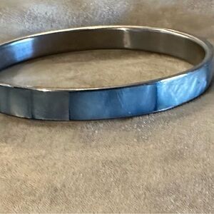 Mother of Pearl Silver Bangle Bracelet